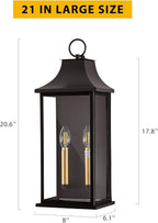 21in Large Dusk to Dawn Outdoor Wall Lights for House, Exterior Lighting Fixtures Dusk to Dawn Outdoor Lighting with Glass, Waterproof Brown Porch Sconces for Porch, Patio, Garage, E12 Base