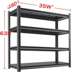 Metal Garage Storage Shelves Heavy Duty Shelving Unit 4 Tier Steel Adjustable Organizing Shelves 2500 LBS Capacity Industrial Shelving Ideal for Garage Tote Pantry Basement Outdoor, 63”Hx35”Wx18”D