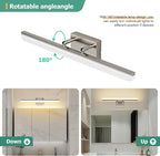 Brushed Nickel Vanity Light 24", 5CCT Dimmable LED Bathroom Light Bar, 18W Wall Mount Fixture with Adjustable Angle & ETL Driver – Modern Lighting for Bathroom, Powder Room, Bedroom