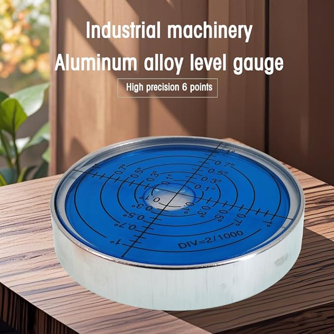 6'/2mm Point high Precision Universal Level Bubble Metal Bubble Water Leveler Cross Level Gauge Small Household (Blue Luminous Magnetic)