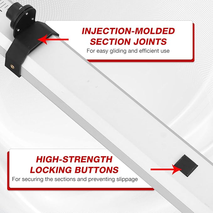 16-Foot Aluminum Grade Rod - 10ths Double-Sided Scale, 5-Section Telescopic Leveling Rod with Bubble Level & Carrying Case for Surveying, Laser Alignment, Walls, Floors