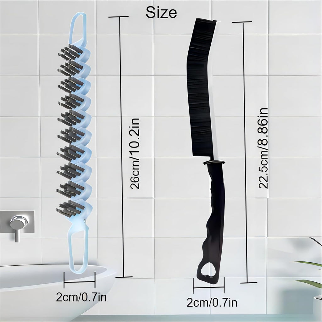 Crevice Cleaning Brush Hard Bristle Grout Brush Scrub Brush Toilet Brush Cleaning Tools Cleaning Supplies for Household Use Bathroom Kitchen 3 Pcs (Black&Blue)