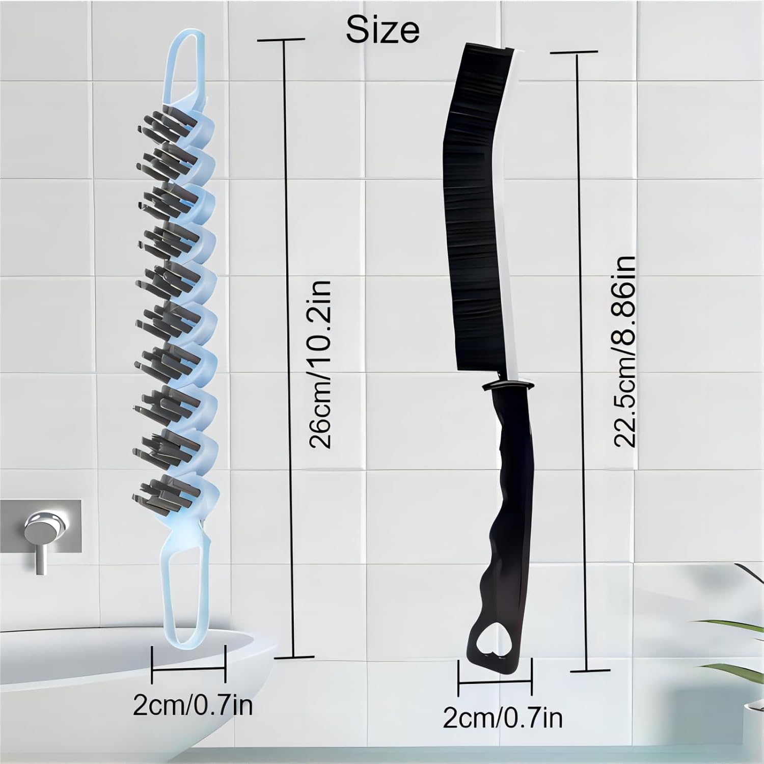 Crevice Cleaning Brush Hard Bristle Grout Brush Scrub Brush Toilet Brush Cleaning Tools Cleaning Supplies for Household Use Bathroom Kitchen 3 Pcs (Black&Blue)