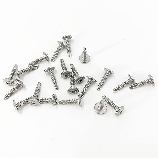 QSJ 120PCS #8 x 1'' Sheet Metal Screws 410 Stainless Steel Truss Head Fast Self Tapping Screws with Screwdriver Bit Silver