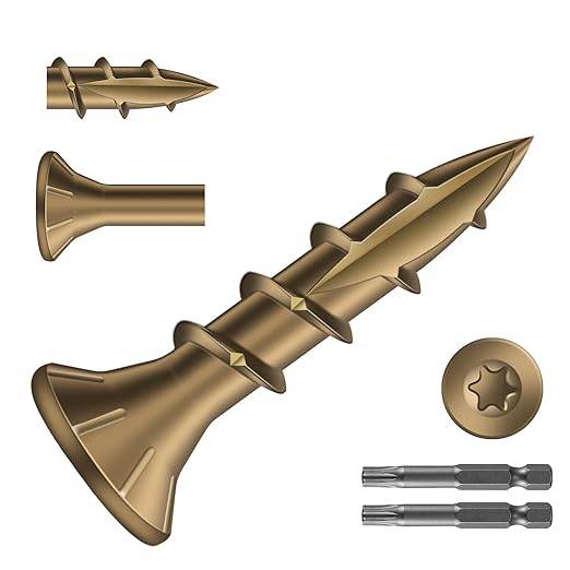 #8 x 3/4" Deck Screws (2212Pcs) 8lb. Carbon Steel, Yellow, Flat Head, Rust Resistant epoxy Coated, with T25 Star Bit