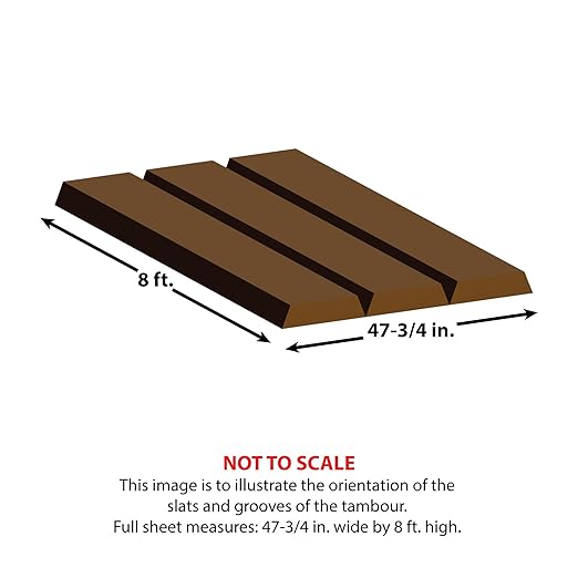 Outwater 4ft Wide x 8ft High x 5/32in Thick Unfinished White Oak Veneer Decorative Wall Tambour Panel with 3/4in 30-Degree Groove Slats – Flexible and Customizable for Interior Design