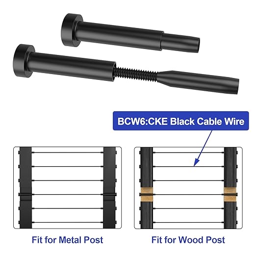 CKE 20 Pack Black Invisible Cable Railing Kits, 3/16" Black Stainless Steel Invisible Receiver and Swage Tensioner Stud End for 2x2 4x4 Wood Metal Post Deck Stairs, Cable Railing Hardware, BCR31