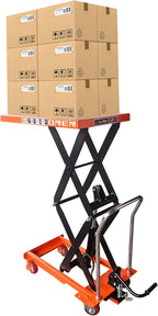 ONEN Hydraulic Scissor X-Frame Lift 1102 LBS Lifting Capacity, 59 in Lifting Height, Manual Scissor Lift Table with 4 Lockable Wheels & Foot Pump, Elevating Hydraulic Cart for Material Handling