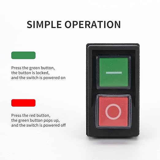 Magnetic On-Off Switch Electromagnetic Pushbutton Switches for Electric Power Tools Grinder Cutting Machine Tool Equipment,4 Pins 16A 110V