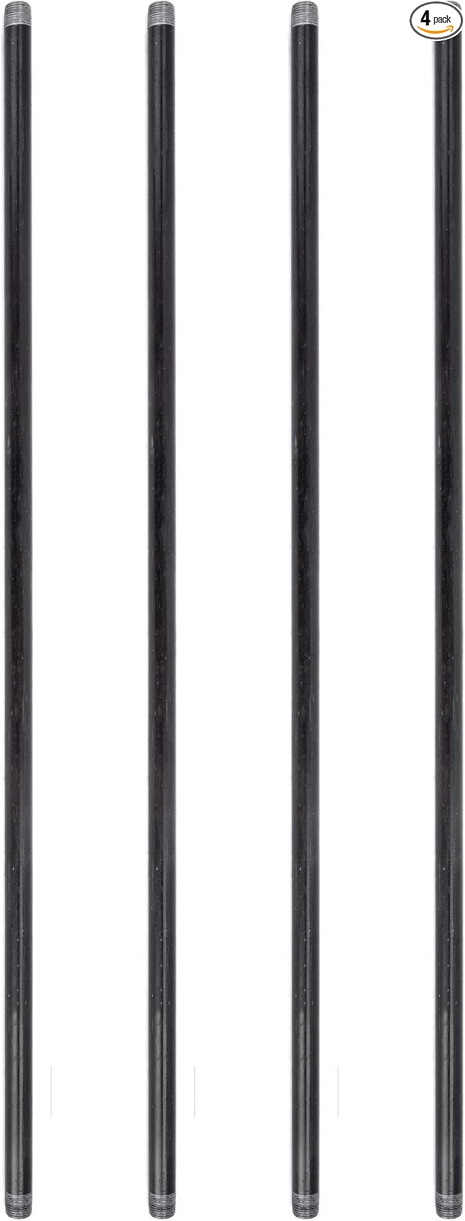 PIPE DÉCOR 1/2” x 36” Malleable Cast Iron Pipe Nipple, Pre Cut Connectors, Industrial Steel Grey Fits Standard Half Inch Black Threaded Pipes Nipples and Fittings, Build Vintage DIY Furniture, 4 Pack