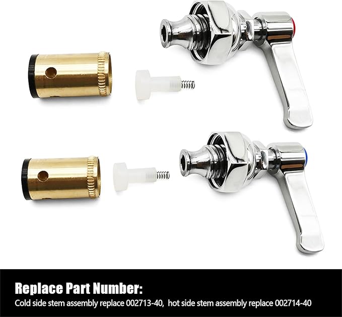Handle Stem Assembly Hot & Cold Compatible with T&S Brass Faucets Replace 002714-40 002713-40 Spindle Assembly for Eterna Valve Replacement