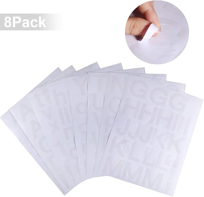 Outus 8 Sheets Vinyl Letter Stickers Self Adhesive Mailbox Numbers Alphabet Stickers Stick on Letters for Christmas Stockings Scrapbook Bulletin Board School Business(2 Inch,White)