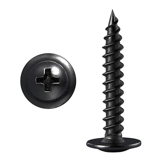 (200 pcs) Wensilon #10×1-1/4" Black Phillips Truss Head Wood Screws Quick Metal Self Tapping