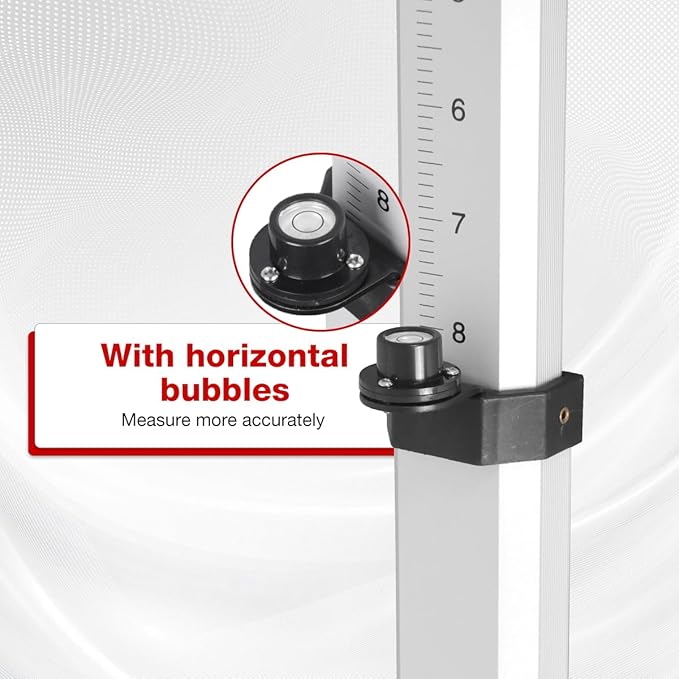 9-Foot Aluminum Grade Rod - 10ths Double-Sided Scale, 3-Section Telescopic Leveling Rod with Bubble Level & Carrying Case for Surveying, Laser Alignment, Walls, Floors