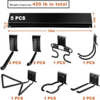 Wallmaster 15 PCS Tool Storage Rack, Garage Storage Wall Mount Organizer Garden Tool Heavy Duty Racks Broom Holder Hooks Hangers Max 420lb for Rake Shovel Lawn Garden