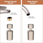 Hibbent Dual-function NSF/ANSI/CAN 61 Certified Faucet Aerator, CUPC Certification Rotate Kitchen Sink Aerator Sprayer Head 360° Swivel Sink Sprayer Attachment-55/64" Female Thread-Brushed Nickel