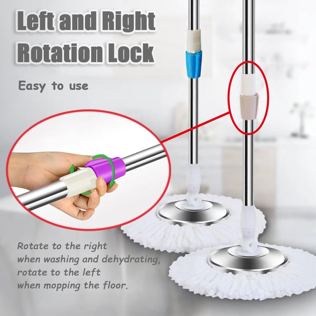 Extended Spin Mop Replacement Mop Handle, Upgraded 60-inch 360 Degrees Rotating Telescopic Replacement Mop Stick for Spin Mop Bucket Cleaning System (Stainless Steel Disc, Red)