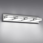 Modern LED Bathroom Lights Fixtures(4-Light),Metal Chrome Acrylic Wall Lighting,Vanity Lights for Bathroom Over Mirror(6000k 27In