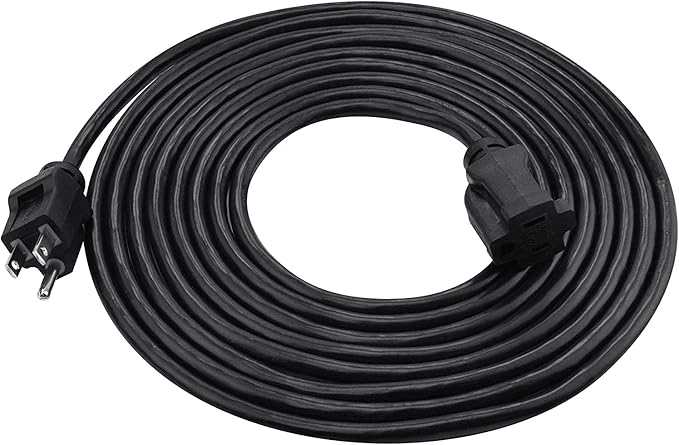 Clear Power 16 Gauge 3Prong Cords (16/3-3 Prong Grounded Plug, Black, 15 ft)