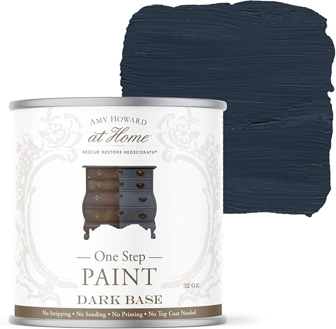 AMY HOWARD AT HOME Chalk-Based One Step Paint for Furniture, Cabinetry, Decor, Finish, and More | No Stripping, Sanding, or Priming | Dark Base | 32 Ounce | Lady Singing Blues