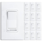 Amico 12 Pack Dimmer Light Switch, Single-Pole or 3-Way Slide Dimmer Switches for Led Lights, Suitable for 150W Dimmable LED/CFL Lights and 600W Incandescent/Halogen, Wall Plate Included, White