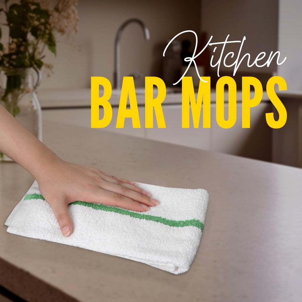 Avalon Towels Terry Bar Mop Towels (Value Pack of 60) Size 16"x19" – Absorbent and Durable, Multipurpose Cleaning Rags, Cotton Cleaning Cloths, Terry Cloth Rags, Reusable Shop Rag