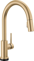Delta Trinsic Brushed Gold Touch Kitchen Faucet with Pull Down Sprayer, Modern Single Hole Touch On Kitchen Sink Faucet, Single Handle, Champagne Bronze 9159T-CZ-DST