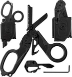 Heavy Duty 6 in 1 Multipurpose Emergency Trauma Shears Scissors with Holster, Outdoor Camping Rescue Tools with Glass Breaker, Strap Cutter Stainless Steel Foldable Scissors Pliers