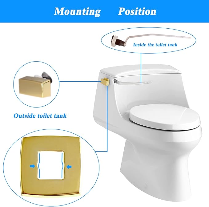 Toilet Flush Handle Replacement, Side Mount Toilet Tank Lever Compatible with Kohler 85114-CP Trip Lever Kit, Polished Golden