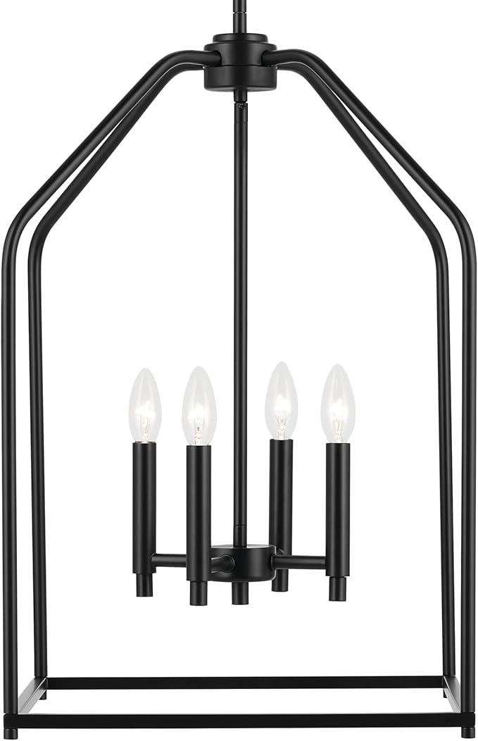 Kichler Madden 25.5" 4 Light Pendant in Black, Soft Modern Fixture, for an Entryway, Breakfast Nook, Laundry Room, (25.5" x 16"), 52722BK