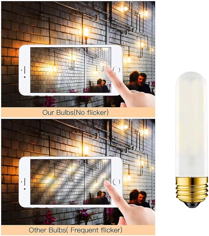 40 Watt T10 Clear Tubular Incandescent Light Bulb, Vintage Style Showcase Bulb,Showcase lamp, 2700K Soft White, E26 Medium Base, 280 Lumens (Misty White)