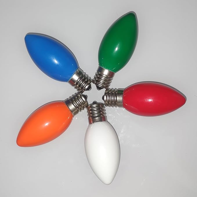 C9 Christmas Light Replacement Bulbs, 25 Pack Ceramic Multicolor Christmas Light Bulbs 7W Night Light Bulb, E17 Intermediate Base Light Bulbs Incandescent Bulbs for Outdoor Vintage Christmas Lights