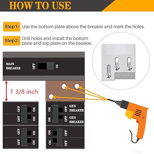Generator Interlock Kit for Square D QO or Homeline150 or 200 amp Panels, 1 3/8 Inch Spacing Between Main and Branch Breaker
