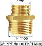 Joywayus 3/4" NPT Male × 1" NPT Male Brass Pipe Fitting Adapter