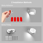 Koopala 2PACK LED Wall Lamps with Rechargeable Battery Operated, Wall Mounted Lights with 3 Brightness 3 Color Temp Removable Charging 360°Rotate Magnetic, Cordless Wall Sconces for Reading Bedside