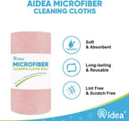 AIDEA Microfiber Cleaning Cloth 165 Sheets 3 Roll, Pink, Microfiber Towels for Cars, Shop Towels, Shop Rags Washable,Cleaning Rags Reusable Paper Towels for Automotive, Workshops, House,11×9"