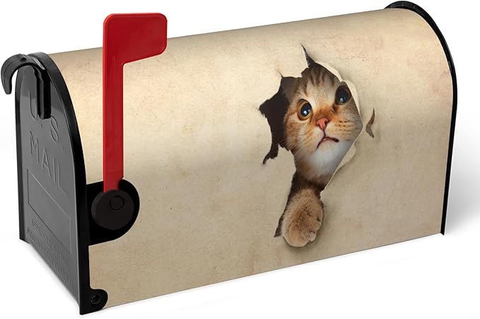 Cat Magnetic Mailbox Cover Large Size Cute Kitty Decorative Mailbox Wraps Post Box Cover Oversized for Garden Yard 21 * 25.5 Inch