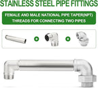 TAISHER 1PCS Stainless Steel Pipe Fittings, 1-1/4" NPT Male x 1-1/4" NPT Female Threaded, 10" Length Nipple Cast Pipe