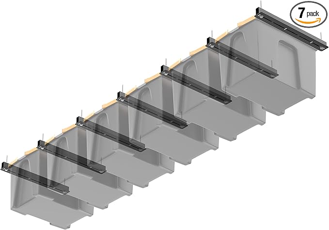 Ultrawall Overhead Garage Storage Rack, Heavy Duty Ceiling Storage Rack, 26 Inch Adjustable Ceiling Bin Storage System, 7 Sets for 6 Bins