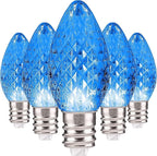 Holiday Lighting Outlet Faceted C7 Christmas Lights | Blue LED Light Bulbs Holiday Decoration | Warm Christmas Decor for Indoor & Outdoor Use | 2 SMD LEDs in Each Light Bulb | Set of 500