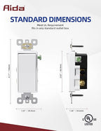 AIDA 50 Pack 4 Way Switch Decorative Light Switch, 15Amp, 120/277 Volt, 4 Way Decorative Light Rocker Switch Replacement, Self-Grounding, Residential and Commercial Grade, UL Listed