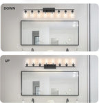 8 Light Black Bathroom Vanity Light Fixture, Long Farmhouse Vanity Lights Over Mirror,Modern Large Bathroom Lighting Wall Light with Clear Glass Globe for Mirror,Living Room,Bedroom