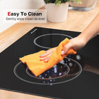 Apartment Electric Cooktop, ThermoMate 21 Inch Built-in Radiant Electric Stove Top, 3700W Ceramic Stove Top with 2 Burners, UL Certified, Knob Control, 240V