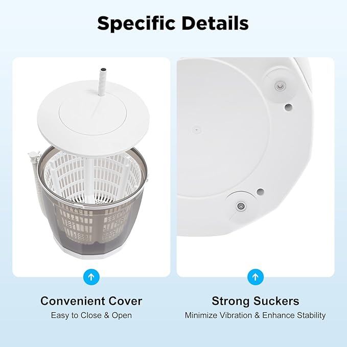 Portable Washing Machine 2 in 1 Manual Washing Machine and Dryer Non-Electric Compact Washer Spin Dryer for Apartment, Home, Hotel and Camping, Grey