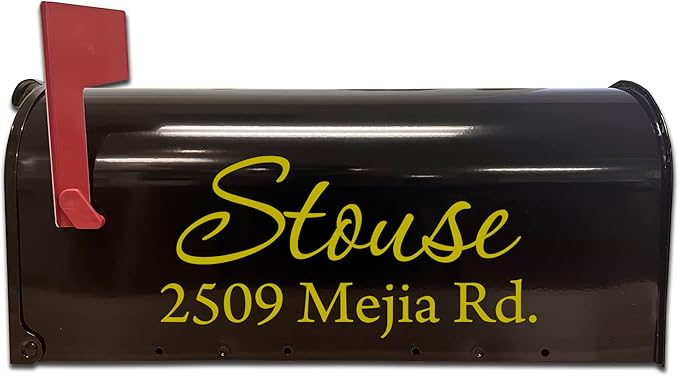 Mailbox Decals Personalized Address and Street Name Outdoor Stickers VWAQ-CMB1 (12 Inch X 6 Inch, Gold)