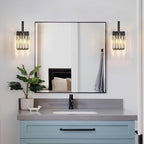 Wall Sconces, Set of 2 Black Crystal Vanity Lights, Modern Wall Lamp for Bathroom, Hallway, and Makeup, Easy Installation