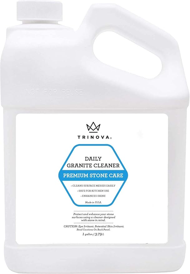 TriNova Granite Cleaner & Polish Gallon Refill for Daily Use - Made in USA, Enhances Shine, Streak-less - for Counter-tops, Marble, Stone, Bathroom Tile Kitchen, & Islands - 128 fl oz