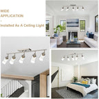 5-Light Track Lighting Kit, Bathroom Vanity Light Ceiling Spotlight in Brushed Nickel for Kitchen Shop, Seeded Glass Shades