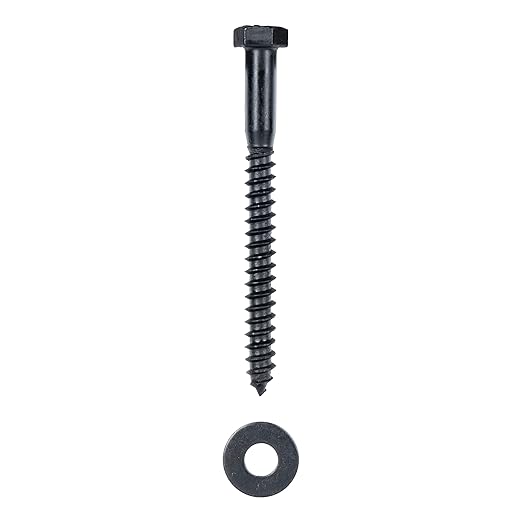 5/16 x 4 (50 Pack) Lag Screw Kit, 50 Screws and 50 Washers, Ceramic Black Ruspert Coating for Exterior Use, Meets ASTM A307 and ASME B18.2.1, Industrial/Commerical Grade by Makers Bolt