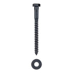 5/16 x 4 (50 Pack) Lag Screw Kit, 50 Screws and 50 Washers, Ceramic Black Ruspert Coating for Exterior Use, Meets ASTM A307 and ASME B18.2.1, Industrial/Commerical Grade by Makers Bolt